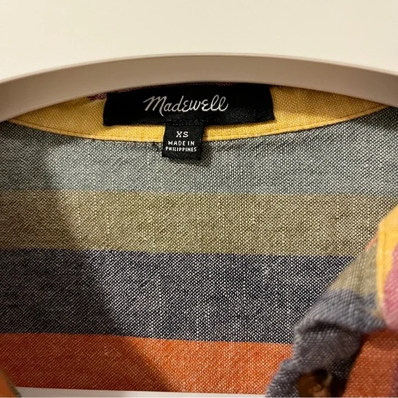 Madewell linen/cotton tie-front striped shirt - shirt sleeves- button up - Picture 2 of 7